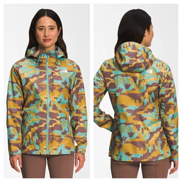 The North Face Printed Alta Vista Rain Jacket Waterproof Dryvent Green Women's S - Picture 1 of 10